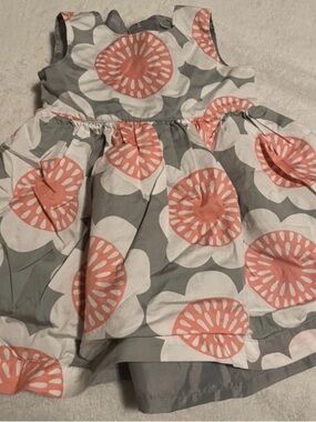 Carter's Coral, White & Gray Floral Sleeveless Dress 6 Months